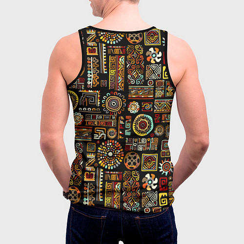 Мужская майка без рукавов Африканский этнический орнамент / 3D-Черный – фото 4