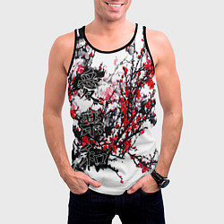 Майка-безрукавка мужская Японский стиль иероглифы, цвет: 3D-черный — фото 2