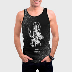 Майка-безрукавка мужская Iron Maiden glitch на темном фоне, цвет: 3D-черный — фото 2