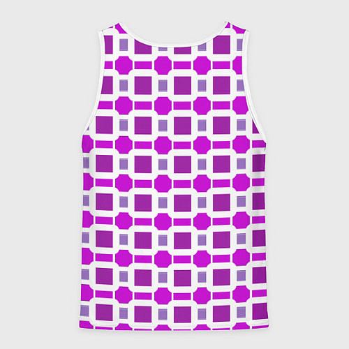 Мужская майка без рукавов Фиолетовые кирпичики и белые полосы / 3D-Белый – фото 2