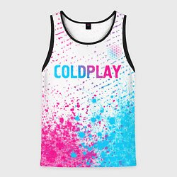 Майка-безрукавка мужская Coldplay neon gradient style посередине, цвет: 3D-черный