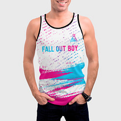 Майка-безрукавка мужская Fall Out Boy neon gradient style посередине, цвет: 3D-черный — фото 2
