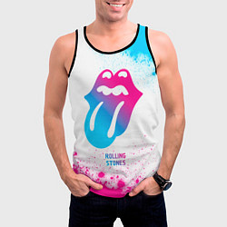 Майка-безрукавка мужская Rolling Stones neon gradient style, цвет: 3D-черный — фото 2