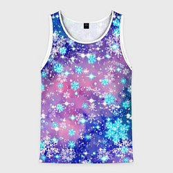 Майка-безрукавка мужская Снежинки - морозный паттерн, цвет: 3D-белый