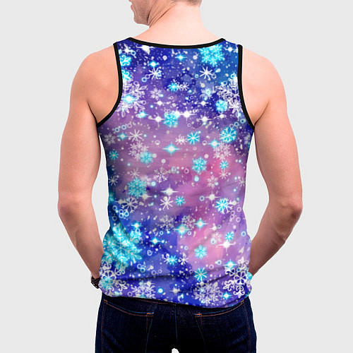 Мужская майка без рукавов Снежинки - морозный паттерн / 3D-Черный – фото 4