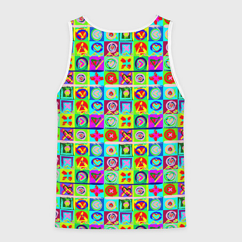 Мужская майка без рукавов Сердца и квадраты абстракция / 3D-Белый – фото 2