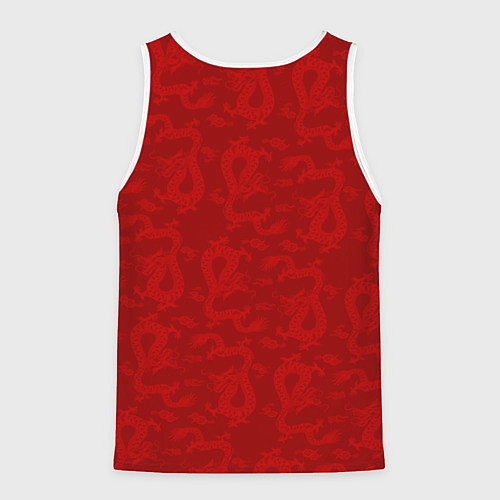 Мужская майка без рукавов Динозавр в свитере - новогодние драконы / 3D-Белый – фото 2