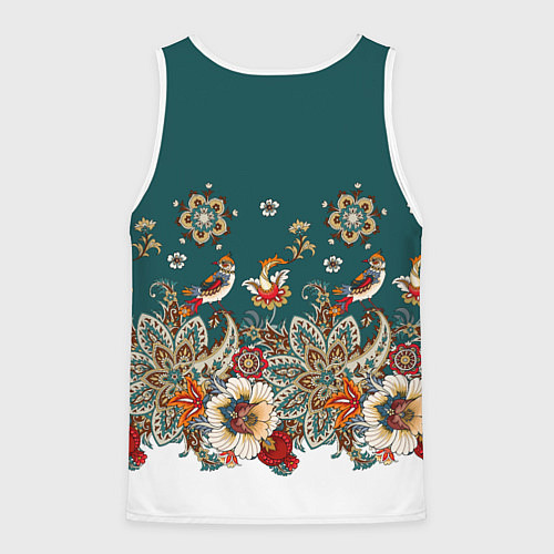 Мужская майка без рукавов Индийский орнамент с птицами / 3D-Белый – фото 2