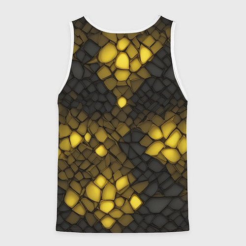 Мужская майка без рукавов Жёлтый трескающийся камень / 3D-Белый – фото 2