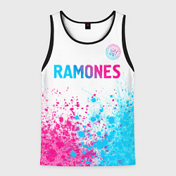Майка-безрукавка мужская Ramones neon gradient style посередине, цвет: 3D-черный