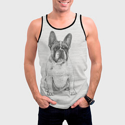 Майка-безрукавка мужская Французский бульдог грустинка, цвет: 3D-черный — фото 2