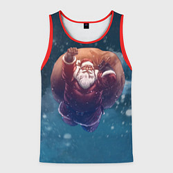 Майка-безрукавка мужская Летящий Санта, цвет: 3D-красный