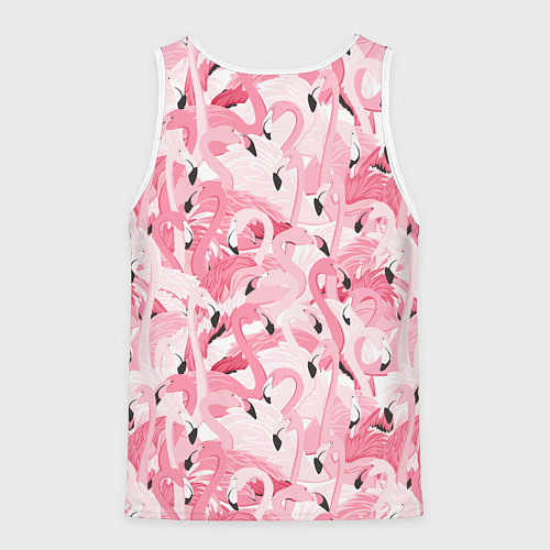 Мужская майка без рукавов Стая розовых фламинго / 3D-Белый – фото 2