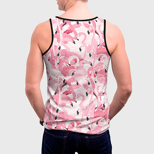 Мужская майка без рукавов Стая розовых фламинго / 3D-Черный – фото 4