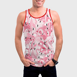 Майка-безрукавка мужская Стая розовых фламинго, цвет: 3D-красный — фото 2