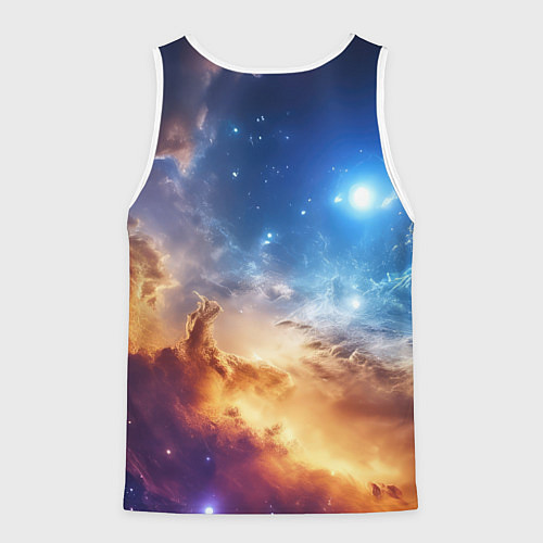 Мужская майка без рукавов Оранжевая небула космос / 3D-Белый – фото 2