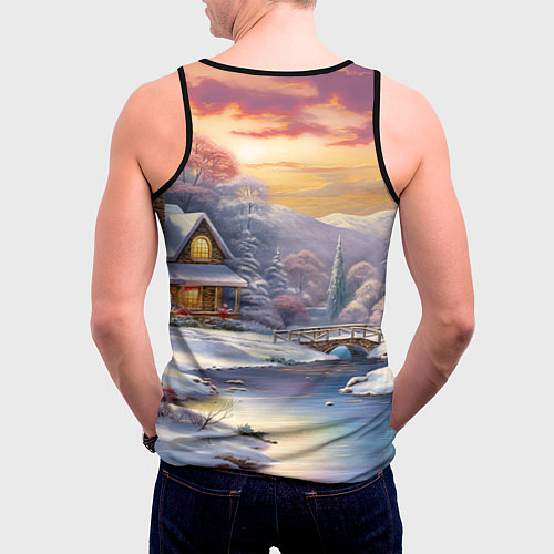 Мужская майка без рукавов Дракон снегозавр / 3D-Черный – фото 4