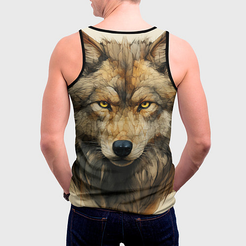 Мужская майка без рукавов Волк в стиле диаграмм Давинчи / 3D-Черный – фото 4
