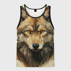 Майка-безрукавка мужская Волк в стиле диаграмм Давинчи, цвет: 3D-черный