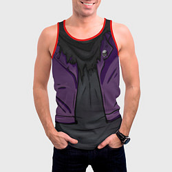 Майка-безрукавка мужская Фиолетовая косуха лича с черепами, цвет: 3D-красный — фото 2