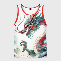 Майка-безрукавка мужская Акварельный японский дракон, цвет: 3D-красный