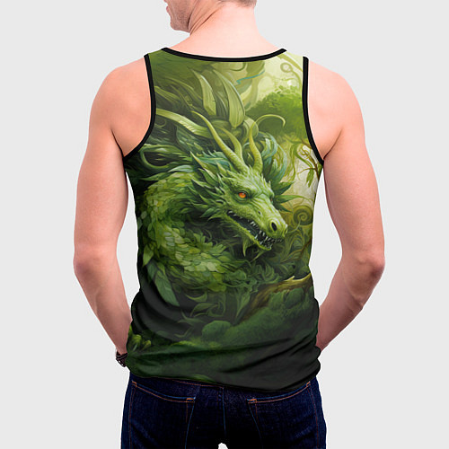 Мужская майка без рукавов Зеленый травяной дракон / 3D-Черный – фото 4