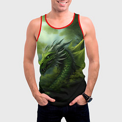 Майка-безрукавка мужская Зеленый фэнтази дракон 2024, цвет: 3D-красный — фото 2