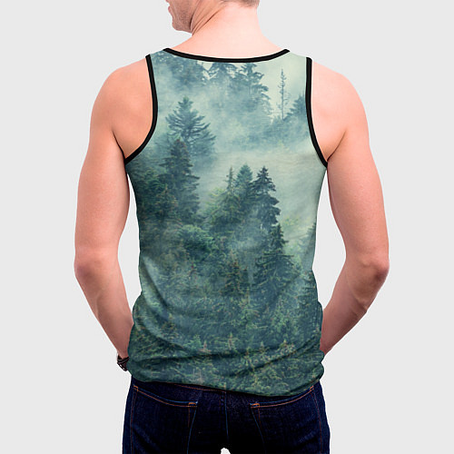 Мужская майка без рукавов Русь - славянский лес / 3D-Черный – фото 4