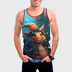 Майка-безрукавка мужская Дракон под снегом, цвет: 3D-красный — фото 2