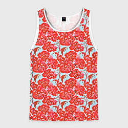 Майка-безрукавка мужская Красная гжель, цвет: 3D-белый