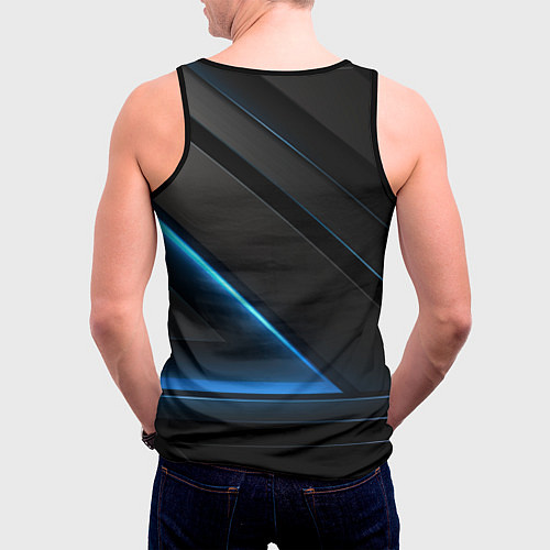 Мужская майка без рукавов Blue black neon / 3D-Черный – фото 4