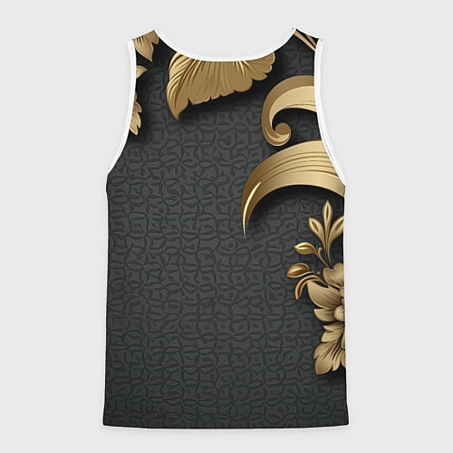 Мужская майка без рукавов Золотой герб России и объемные узоры / 3D-Белый – фото 2