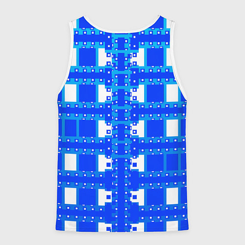 Мужская майка без рукавов Синие и белые квадраты / 3D-Белый – фото 2