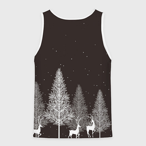 Мужская майка без рукавов Олени в лесу / 3D-Белый – фото 2
