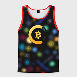 Майка-безрукавка мужская Bitcoin logo criptomoney, цвет: 3D-красный