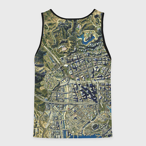 Мужская майка без рукавов GTA 5 карта / 3D-Черный – фото 2