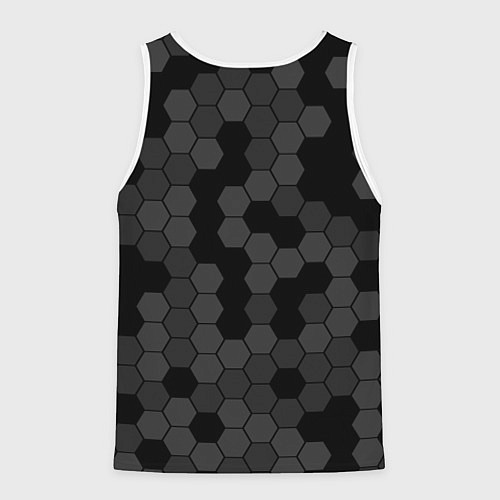 Мужская майка без рукавов Камуфляж гексагон черный / 3D-Белый – фото 2