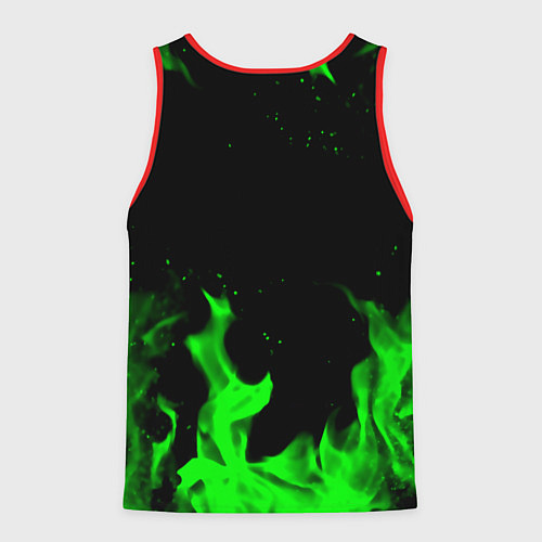 Мужская майка без рукавов Samurai green fire toxic / 3D-Красный – фото 2