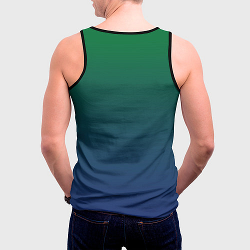 Мужская майка без рукавов Темно-зеленый и синий градиент / 3D-Черный – фото 4