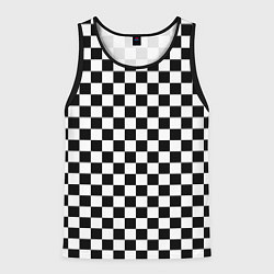 Майка-безрукавка мужская Шахматное поле чёрно-белый, цвет: 3D-черный