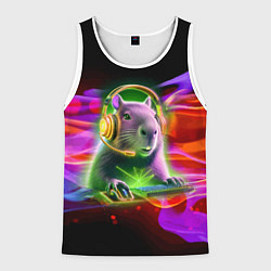 Майка-безрукавка мужская Capybara is an avid gamer, цвет: 3D-белый