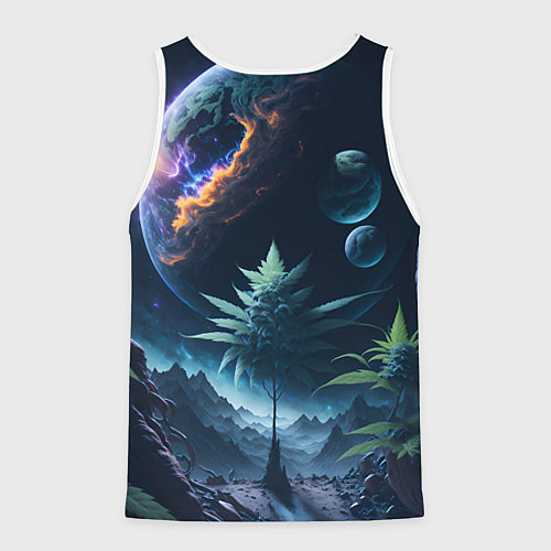 Мужская майка без рукавов Вид на землю с другой планеты / 3D-Белый – фото 2