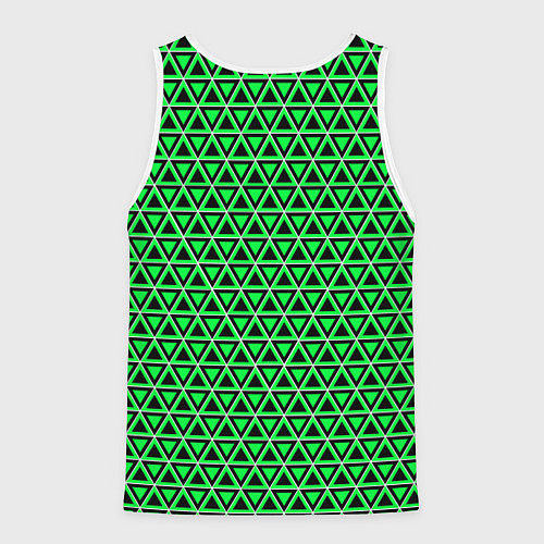 Мужская майка без рукавов Зелёные и чёрные треугольники / 3D-Белый – фото 2