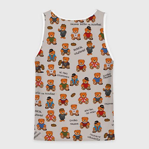Мужская майка без рукавов Персонажи слово пацана - мишки / 3D-Белый – фото 2