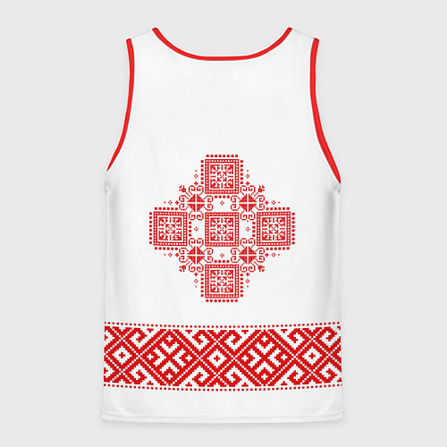 Мужская майка без рукавов Вышиванка с обережной символикой / 3D-Красный – фото 2