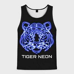 Майка-безрукавка мужская Tiger neon art, цвет: 3D-черный