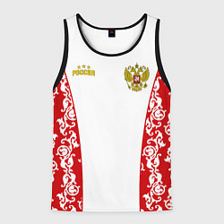 Майка-безрукавка мужская Сборная России с узором, цвет: 3D-черный