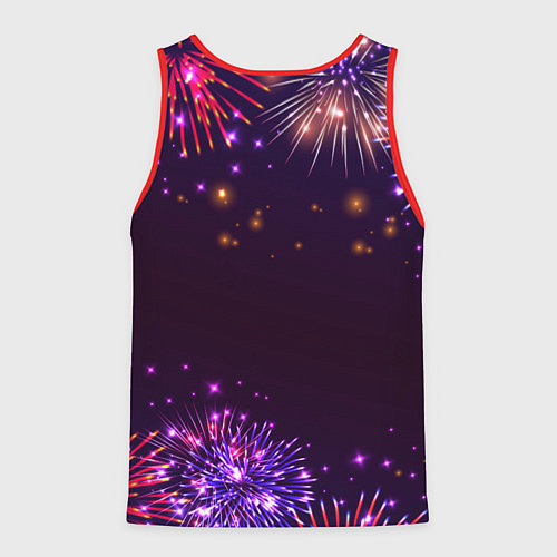 Мужская майка без рукавов Праздничный маркетолог: фейерверк / 3D-Красный – фото 2