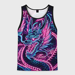 Мужская майка без рукавов Neon Japanese dragon - irezumi