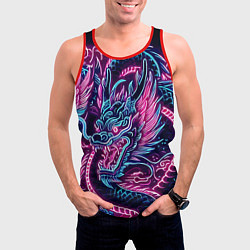 Майка-безрукавка мужская Neon Japanese dragon - irezumi, цвет: 3D-красный — фото 2